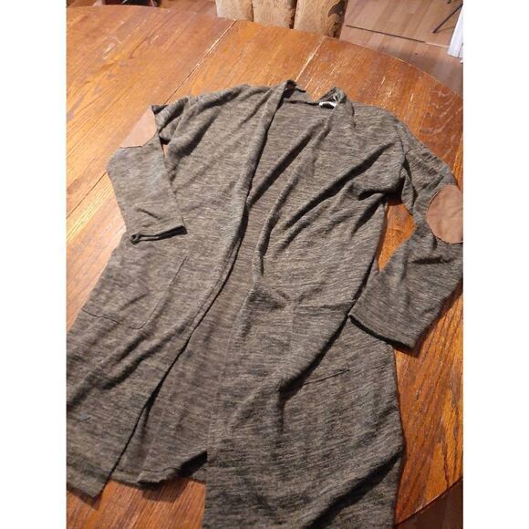 Medium Reborn J Black Grey Long Sleeve Open Front Cardigan Sweater Jacket - Picture 1 of 3